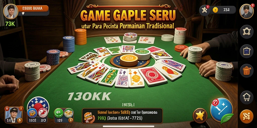 Screenshot menunjukkan tampilan gameplay seru Gaple di 73K.