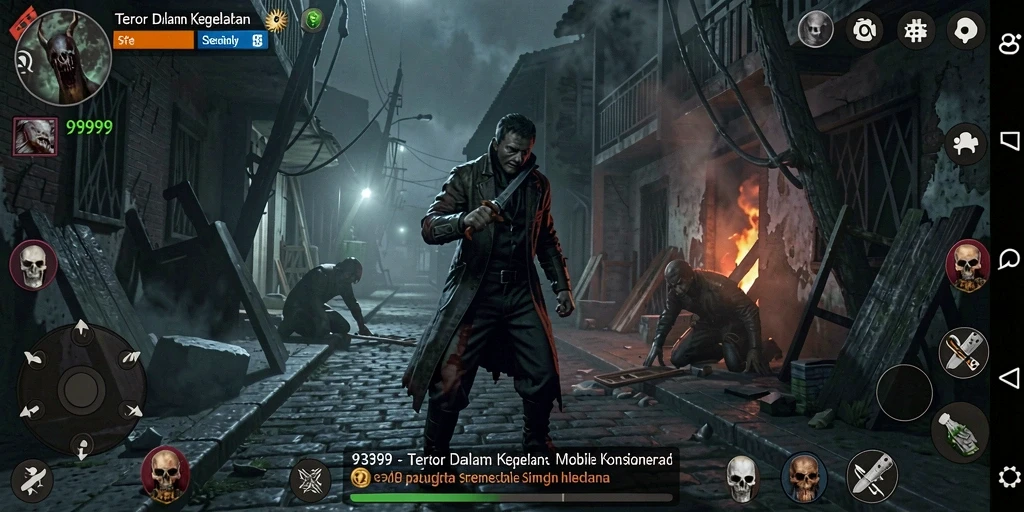 Tangkapan layar gameplay <strong>9399</strong> menampilkan suasana horor yang mencekam.