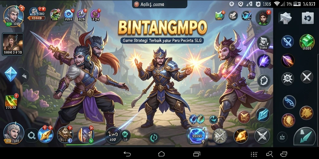 Tangkapan layar utama BINTANGMPO yang menampilkan aksi gameplay SLG yang seru.