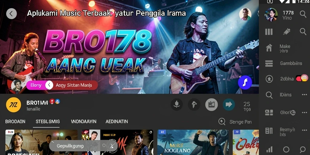 Tampilan gameplay BRO178 yang menawan dengan antarmuka musik interaktif.