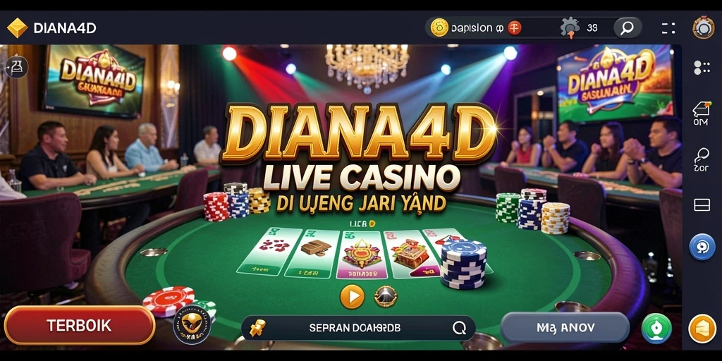 Tampilan utama gameplay DIANA4D dengan dealer dan pemain berinteraksi.