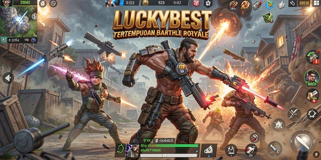 Tampilan aksi seru dalam gameplay LUCKYBEST Battle Royale.