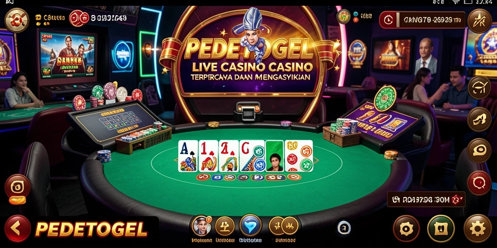 Screenshot utama PEDETOGEL menunjukkan keseruan permainan Live Casino.