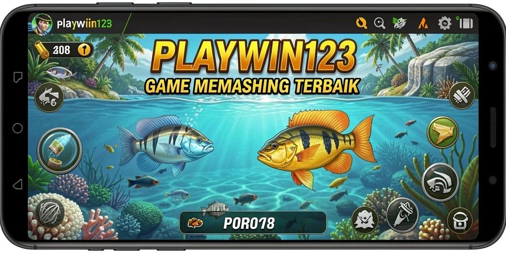 Tampilan permainan memancing di PLAYWIN123 yang menarik dan penuh warna.