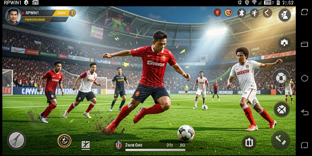 Tampilan gameplay yang mendebarkan dalam RPWIN1 dengan aksi sepak bola terbaik.