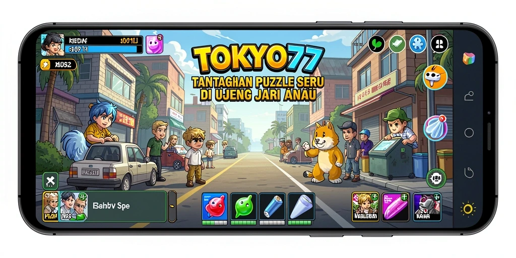 Tampilan gameplay seru dan menantang di TOKYO77.