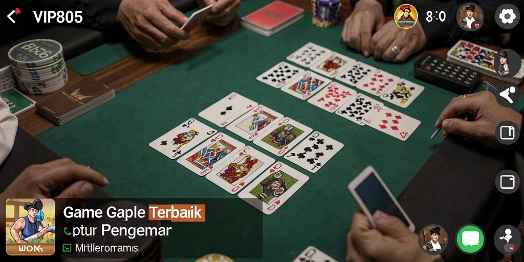 Screenshot gameplay VIP805 menampilkan keseruan bermain Gaple.