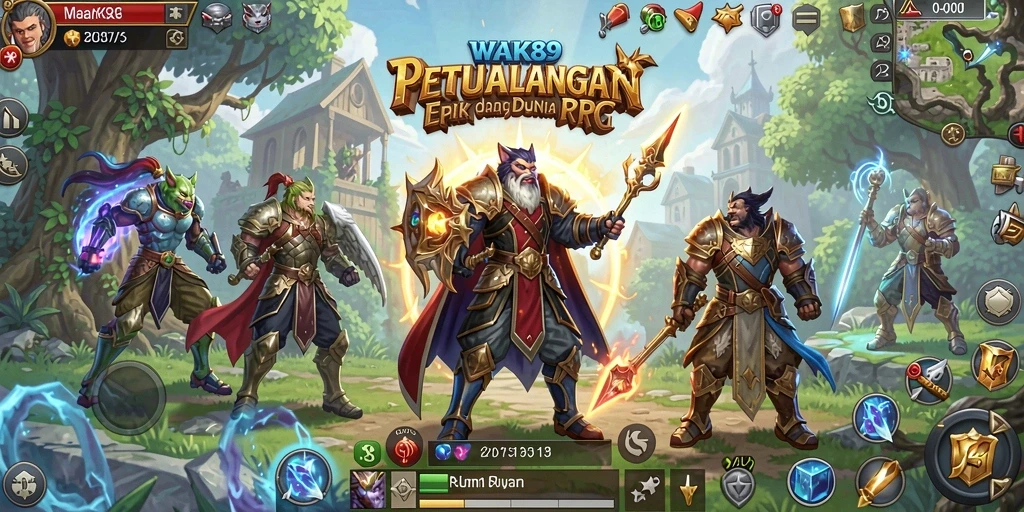 Tangkapan layar WAK89 memperlihatkan pertarungan epik dan eksplorasi dunia RPG yang luas.